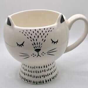 Galley White and Black Cat 16oz Footed Ceramic Mug